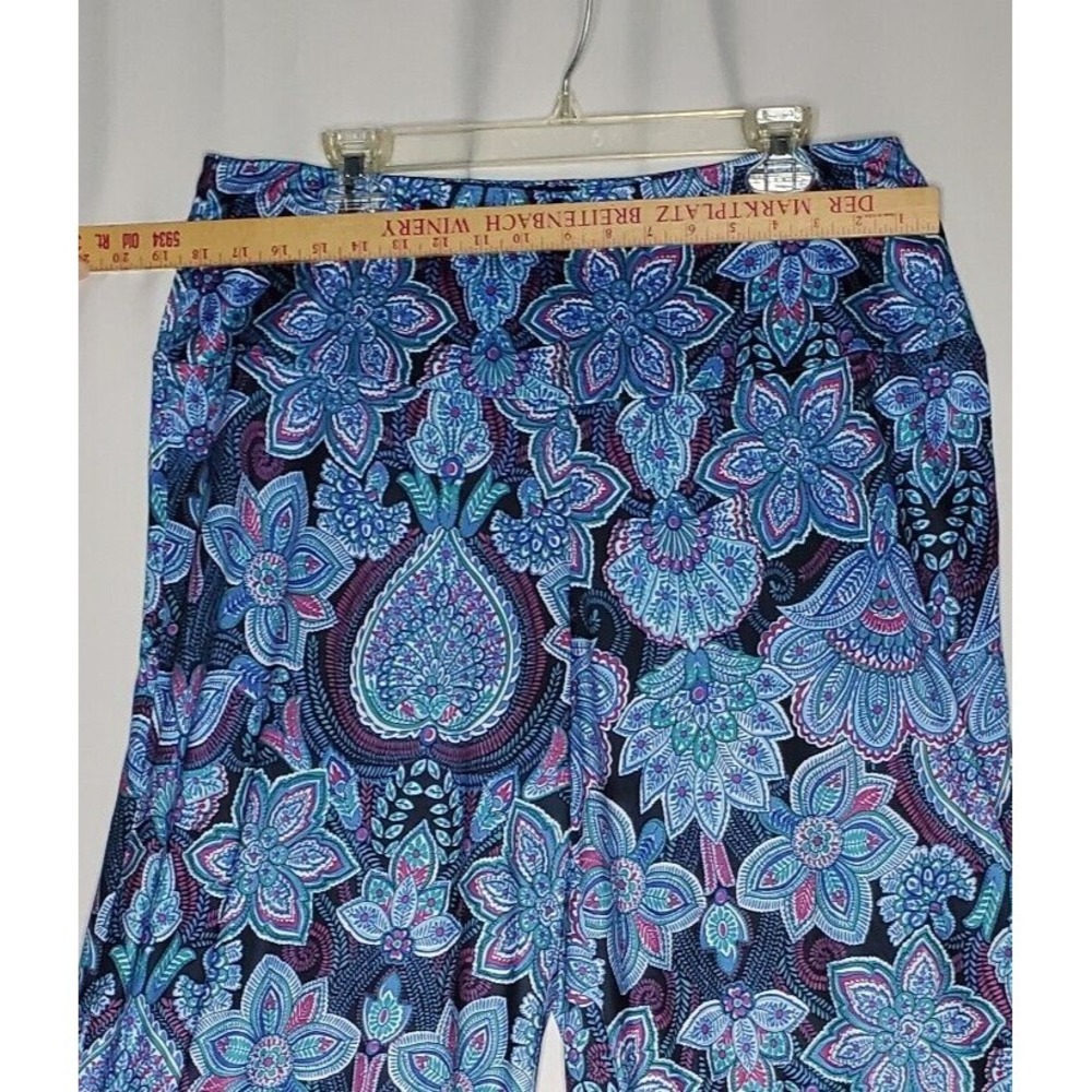 Arolina Wide Leg Pants Womens XL Blue Stretch Floral Paisley Multicolor Pull-On - Picture 5 of 11